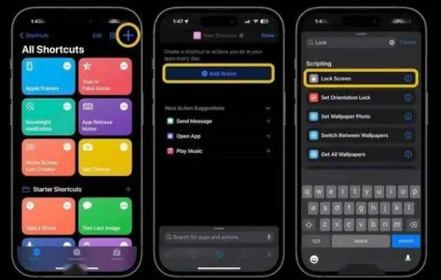 比如苹果14锁屏维修店分享iPhone14升级iOS16.4后如何创建锁屏快捷方式 